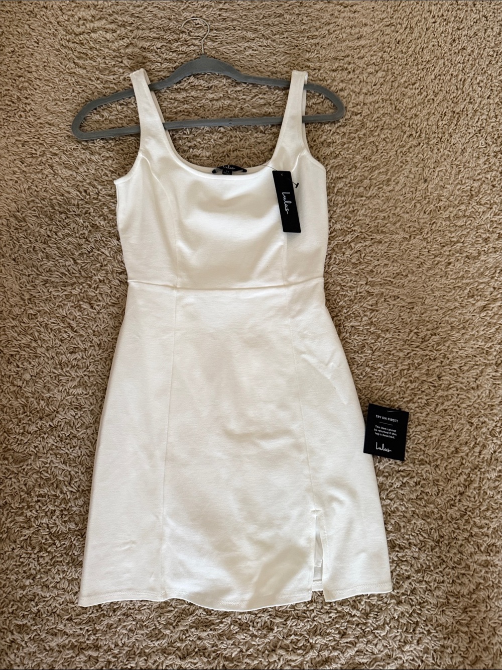 Lulu's White Square Neck Tank Dress